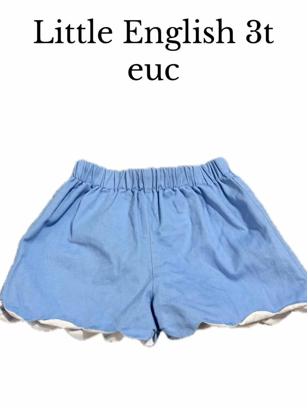 Little English  3t blue scalloped shorts